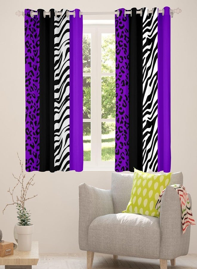 Homewish Leopard Print Window Curtains,Zebra Skin Texture Window Drapes for Kids Teens Adult,Striped Fashion Black White and Purple Window Treatments Grommet Top 2 Panel Set Curtains, 38Wx45L inch - Image 5